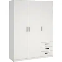 Dmora Simeon - Armoire 3 Portes, 147x50 cm Blanc, 4 Tablettes