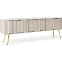 Furnlux Classic FURNLUX Table de télévision Zova Beige Et Or 168cm / Couleur principale : Beige / Dimensions : 168 x 57 x 39 cm