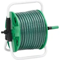 Syfax Enrouleur de tuyau vert sur pied avec tuyau de 20 m PVC