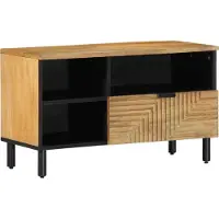 Syfax Meuble TV marron 80x33x46 cm bois massif de manguier