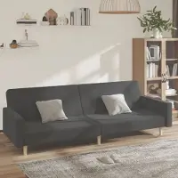 Prolenta Canapé convertible 2 places, couleur gris foncé, revêtement en tissu