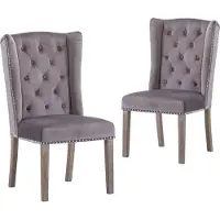 Syfax Chaises à manger lot de 2 gris velours