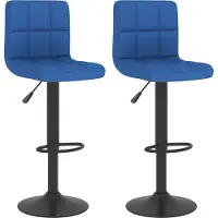 Syfax Tabourets de bar lot de 2 bleu tissu