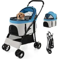 Northix Poussette 3 en 1 pour animaux de compagnie, pliable, jusqu'à 15 kg, bleue