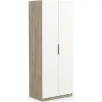 Dmora Fioretta - Armoire 2 Portes, 79x203h cm Brun Chêne, Porte-manteaux