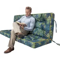 Hobbygarden POLA coussin pour balançoire de jardin 100×106×10 cm - imperméable, protégé contre les UV, matelassé, confortable, avec attaches - vert gazon