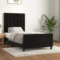 Prolenta Maison Exclusive - Cadre de lit avec tête de lit noir 90 x 190 cm, velours