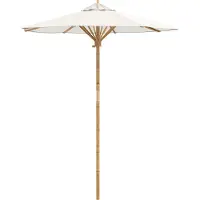 Syfax Parasol de jardin Blanc crème Ø 180 x 230 cm Bambou