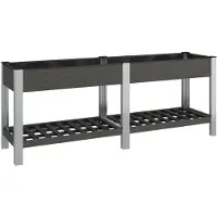 Syfax Lit surélevé de jardin avec étagère Gris 200x50x75 cm WPC