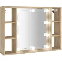Syfax Armoire de miroir avec LED Chêne sonoma 76x15x55 cm