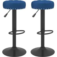 Syfax Tabourets de bar lot de 2 bleu velours