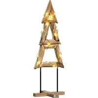 Syfax Sapin de Noël avec support Marron 120 cm Bois de teck solide