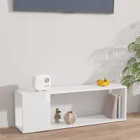 Prolenta Maison Exclusive - Meuble TV blanc brillant 100x24x32 cm Matériau dérivé du bois