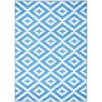 Tapiso Tapis IBIZA Outdoor Blanc Bleu Pique-nique Jardin ÖKO-TEX 150 x 240 cm
