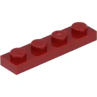 LEGO 1x4 plaque 3710 - 250 pièces rouge foncé