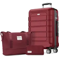 Sonstiges SHOWKOO Valise XL coque dure ABS+PC 4 roulettes serrure TSA Valise de voyage rouge