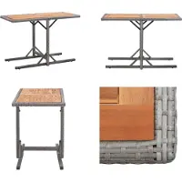 vidaXL Table de jardin Anthracite Poly rotin et bois massif Acacia - Table de jardin - Table d'extérieur - Tables d'extérieur