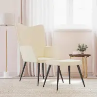 Prolenta Maison Exclusive - Fauteuil de détente avec repose-pieds, tissu crème