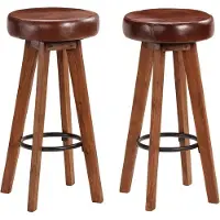 vidaXL Tabouret de bar en acacia massif 2 x cuir véritable Tabouret de bar chaise de comptoir