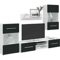 Prolenta Maison Exclusive - Meubles TV 5 pcs avec lumière LED indigo mat bois d'ingénierie