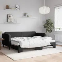 Prolenta Maison Exclusive - Canapé-lit convertible avec matelas noir 80 x 200 cm en tissu