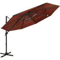 Prolenta Maison Exclusive - Parasol à mât en aluminium, toile 4 couches, rouge terre cuite, 3 x 3 m
