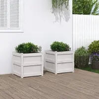 Prolenta Maison Exclusive - 2 bacs à plantes blancs en bois massif de pin