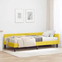Prolenta Maison Exclusive - Structure de lit avec sommier intégré, 2 pièces, jaune, 100 x 200 cm, en velours