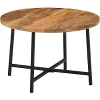 Syfax Table basse 54x54x35 cm bois de manguier solide et fer