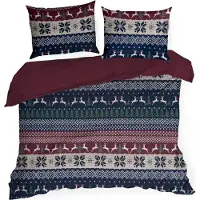 Eurofirany | Literie de Noël - coton - bleu rouge vert - 160 x 200 cm - Garniture de lit - Motif de Noël