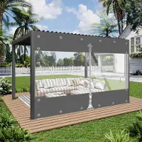 StarTech.com Bâche en PVC - Rideau d'extérieur avec fermeture éclair - Imperméable - Épaisseur 650 g/m² - Pour véranda, pergola, garage - Dimensions 2,4 x 2,1 m - Gris foncé