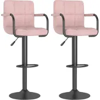 Syfax Tabourets de bar lot de 2 rose velours