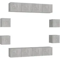 Syfax Ensemble de meubles TV 8 pcs Gris béton Bois d'ingénierie