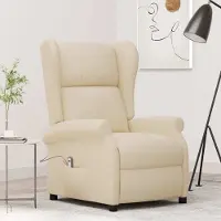 Prolenta Maison Exclusive - Fauteuil à oreilles avec fonction d'inclinaison électrique, tissu crème
