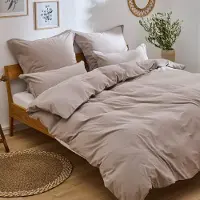 Blumtal linge de lit 155x220cm Beige- 100% coton - 1 housse de couette + 1 taie d'oreiller 40x80cm