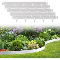 Jayseuw Bordure de pelouse Défense contre les limaces Galvanisé Clôture à fleurs Bordure de séparation Bordure de jardin Acier 100x18cm 60m Argent