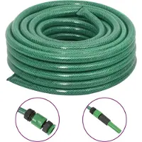 Syfax Tuyau d'arrosage avec jeu de raccords vert 0,75" 50 m PVC