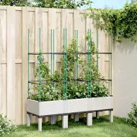 Prolenta Maison Exclusive - Bac à plantes avec treillis blanc 120x40x142,5 cm PP