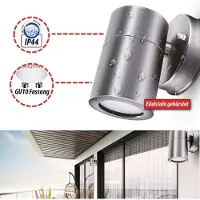 Braytron LED IP44 Applique murale RITA WL.1 Acier inoxydable GU10 Lampe d'extérieur Lampe murale pour l'intérieur et l'extérieur, Outdoor & Indoor