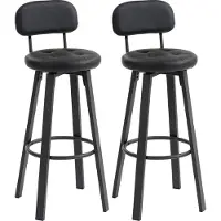 Northio Tabourets de bar pivotants en similicuir noir (2 pièces), avec repose-pieds