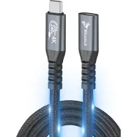 Reagle Câble d'extension USB-C, 5 mètres, 20 Gbps, 240 W, câble de charge rapide, vidéo 4K 144 Hz, mode DP alternatif, compatible Thunderbolt 3, pour ordinateur portable, PC, moniteur, Premium