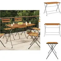 vidaXL Table de bistrot pliante 100x54x71 cm bois massif acacia et acier - tables de jardin