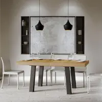 Itamoby - Table extensible 200/304x90 cm Bridge chêne nature pieds anthracite