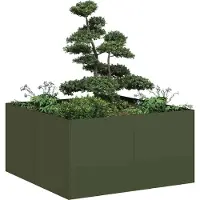 Prolenta Maison Exclusive - Bac à plantes vert olive 80x80x40 cm Acier laminé à froid