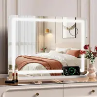 StarTech.com Miroir de maquillage - Hollywood LED Mirror - 58 x 46 cm - USB & Type-C - grossissement 10x - 3 températures de couleur - sur pied - noir