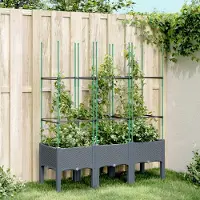Prolenta Maison Exclusive - Bac à plantes avec treillis bleu gris 120x40x142,5 cm PP