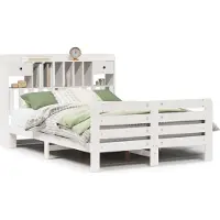 Syfax Lit bibliothèque sans matelas blanc 160x200 cm bois pin massif