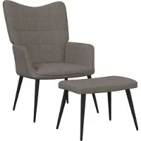 Sonstiges Chaise de relaxation avec tabouret Taupe Tissu