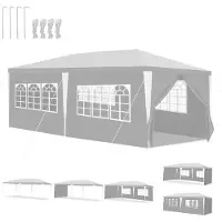 TolleTour Pavillon 3x3m /3x6m avec parois latérales, étanche à l'eau,protection UV Tente de jardin Tente de réception, pavillon de jardin