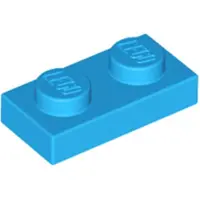LEGO 250x 1x2 plaques 3023 - Plaque bleu azur foncé - Dark Azure